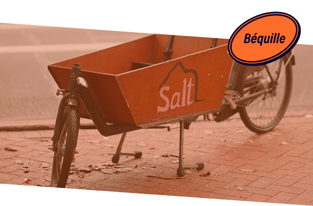 Grande béquille adaptée à porter un vélo cargo