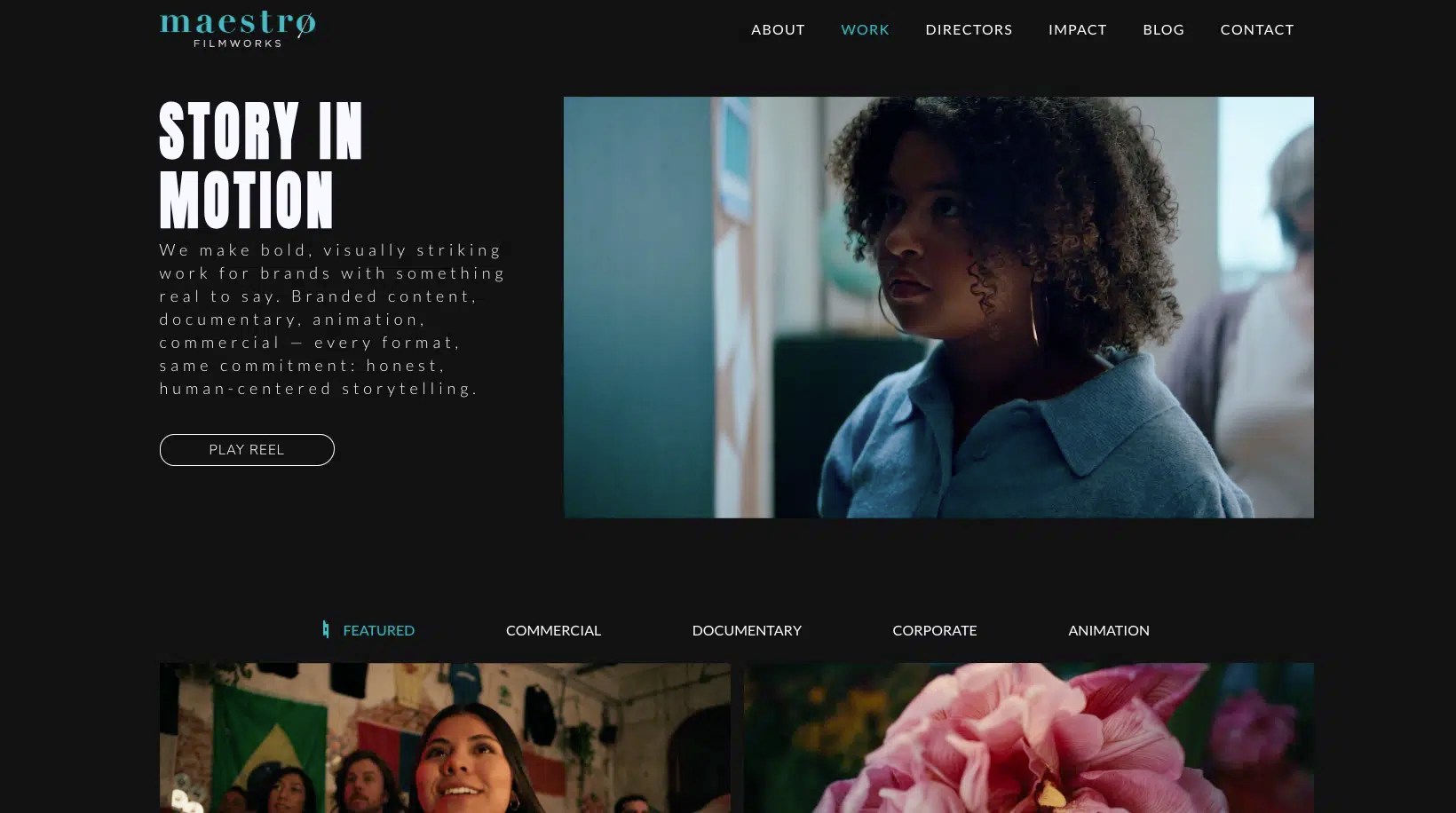 Maestro Filmworks website homepage built by Modus Medium