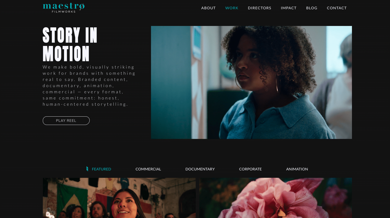 Maestro Filmworks website homepage built by Modus Medium