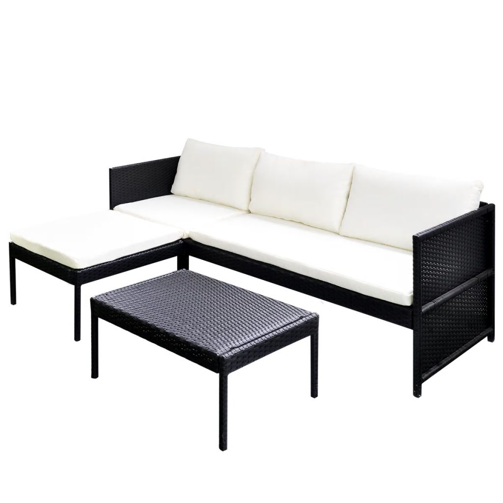 Vidaxl 3 Tlg Garten Lounge Set Mit Auflagen Poly Rattan Braun Vidaxl At