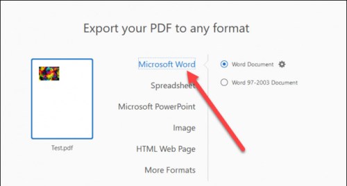 اختيار Microsoft Word