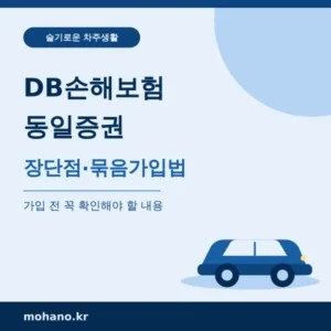 DB손해보험 자동차보험 동일증권