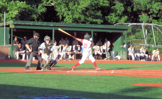 Josh Gardiner hitting a double