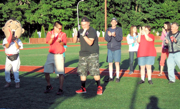 Mojo the mascot leading the cha cha slide