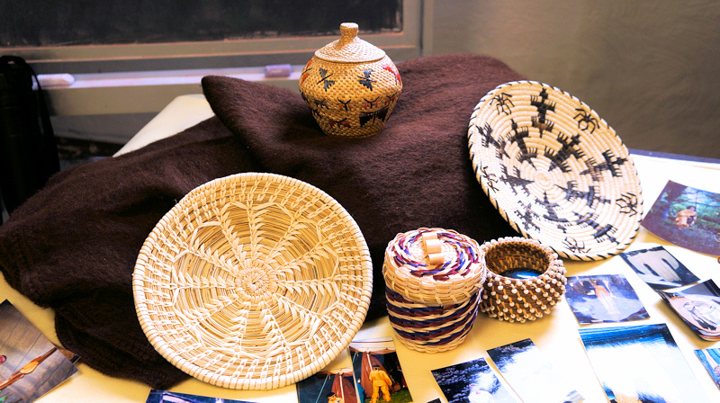 Examples of Native American crafts from Heacock's collection that will be on display at the center. Photo by Tim Becker.