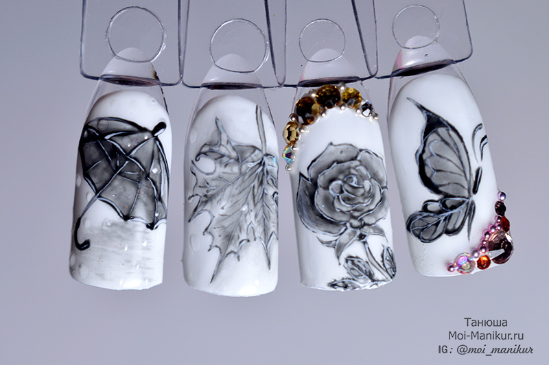 как нарисовать осенние листья на ногтях пошагово