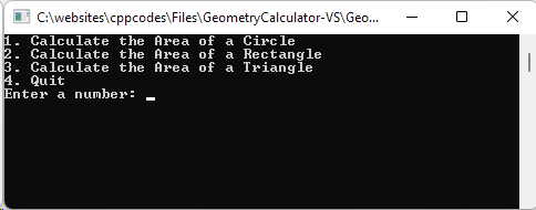 Geometry calculator c++ code