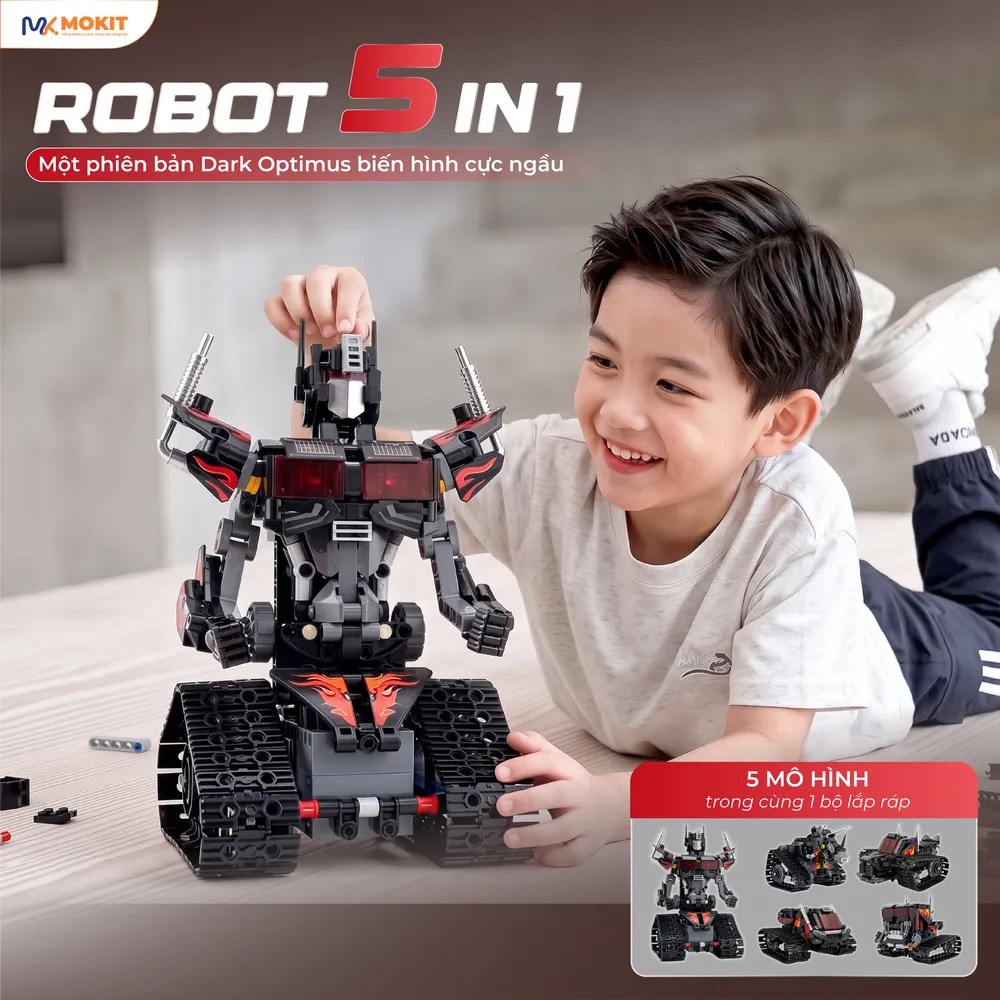 Robot biến hình 5 in 1 Dark Optimus lắp từ 402 chi tiết