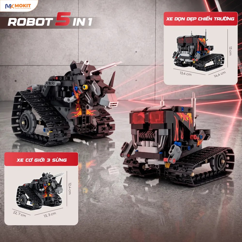 Các mẫu xe chiến đấu trong bộ robot biến hình 5 in 1