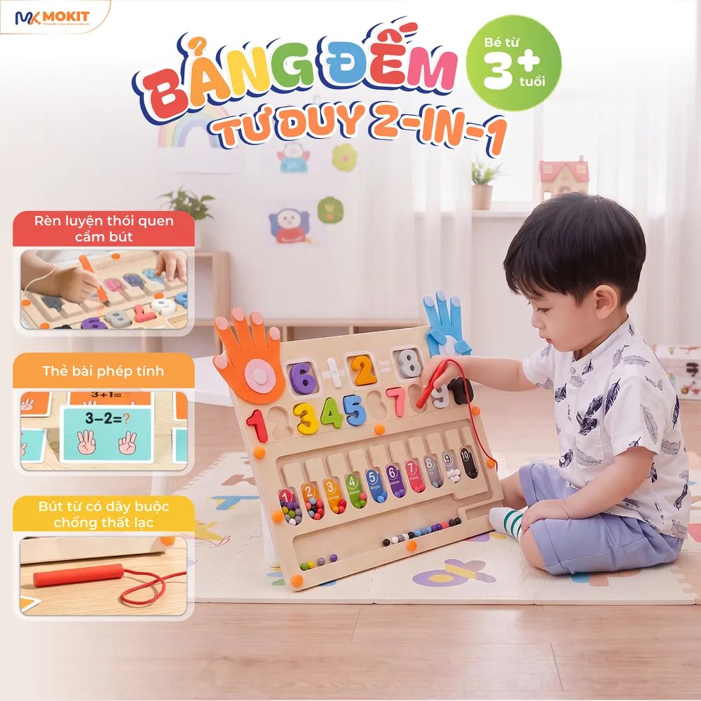Bút từ có dây buộc và thẻ phép tính của bảng đếm tư duy