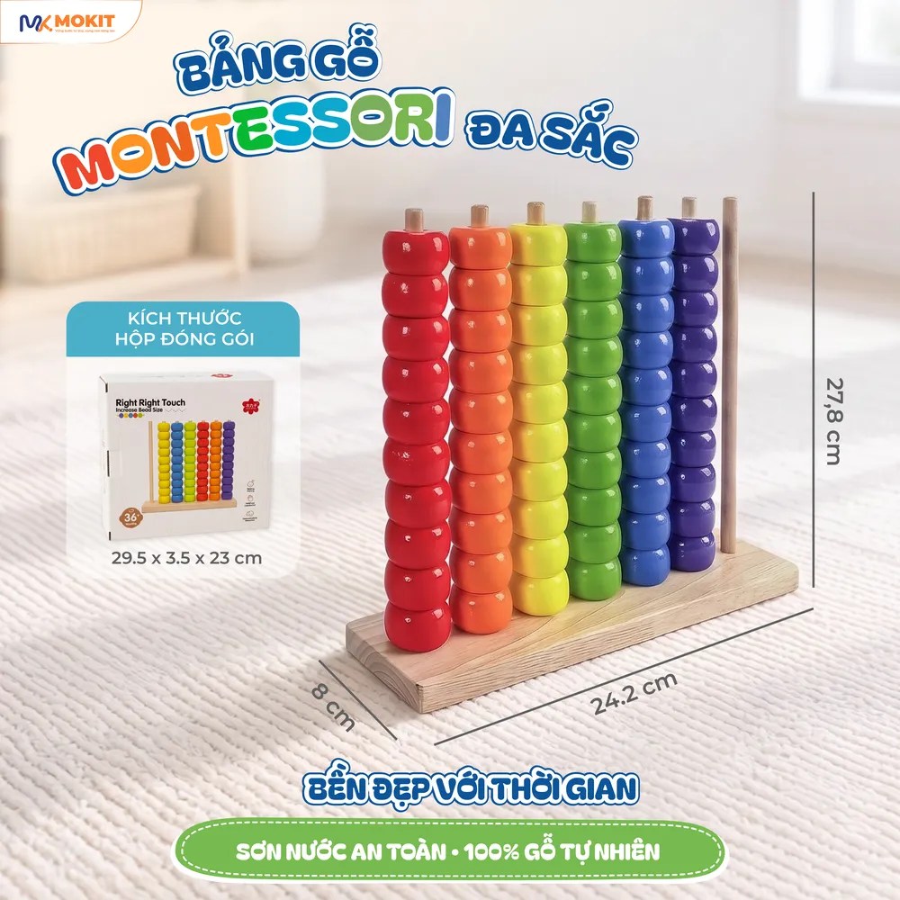 Kích thước bảng gỗ Montessori 27,8 x 8 x 24,2 cm