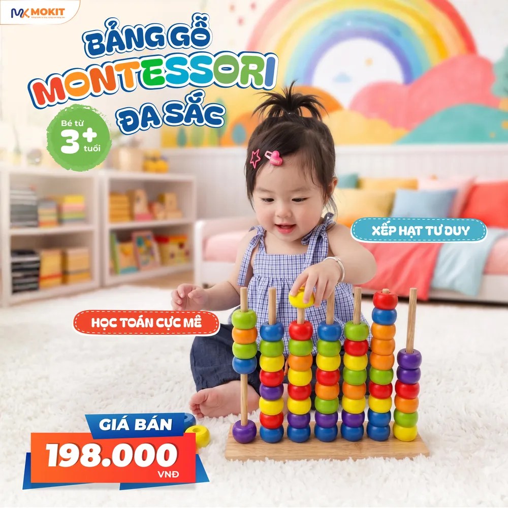 Bảng gỗ Montessori đa sắc giá 198.000đ tại Mokit.vn