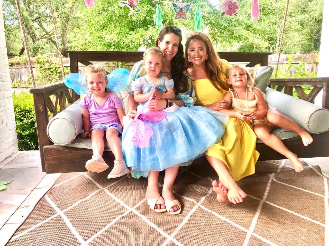 Sitting on the porch swing after the princess tea party