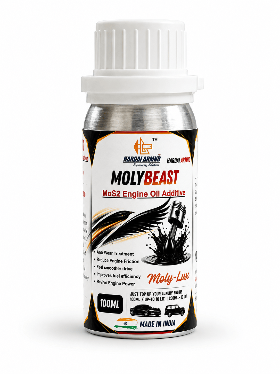 Hardai ARMND MolyBeast MoS2 Engine Oil Additive, Anti-Wear Engine Oil Treatment for luxury driving experience
