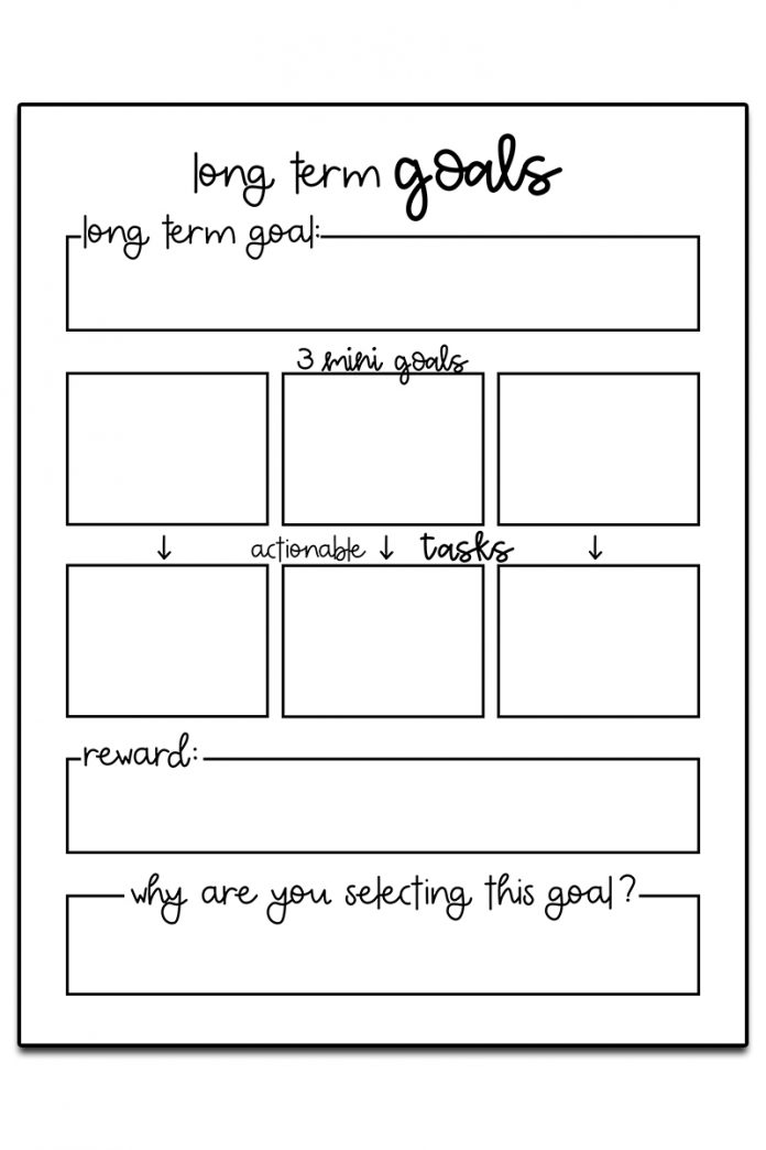 Printable goal setting worksheets for elementary students drawing