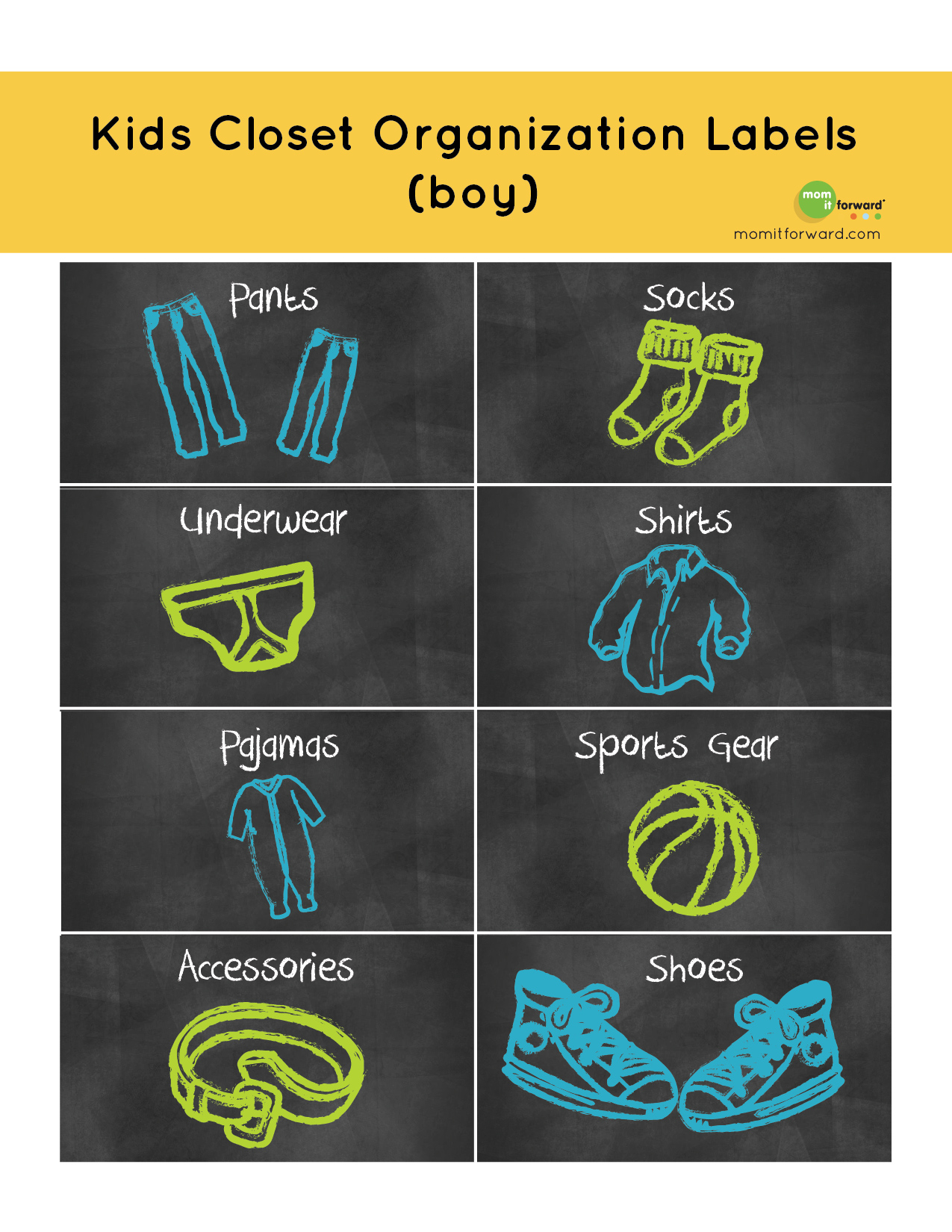 kids closet organization label printable mom it