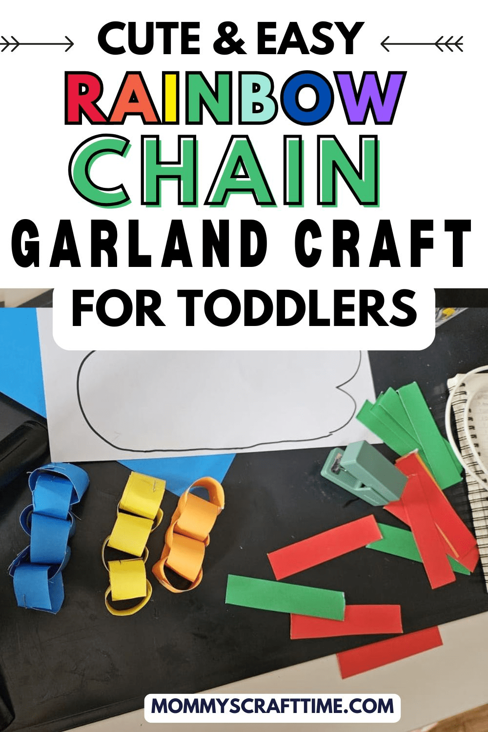 rainbow paper chain with cloud toddler craft