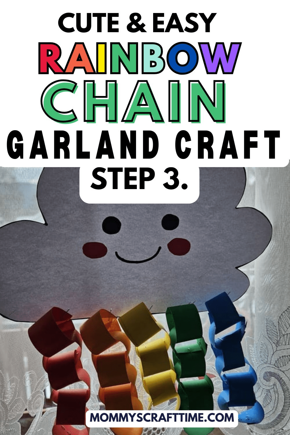 rainbow paper chain with cloud toddler craft wall hanging