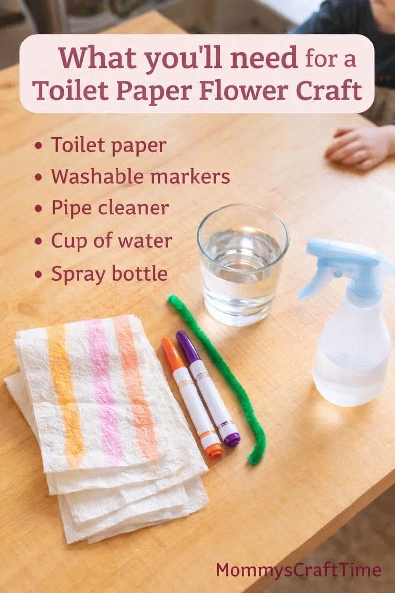 toilet paper flower craft for toddlers materials