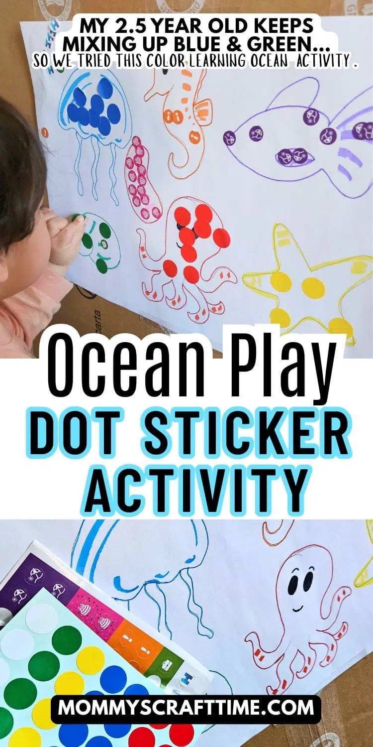 toddler placing stickers on ocean animals activity