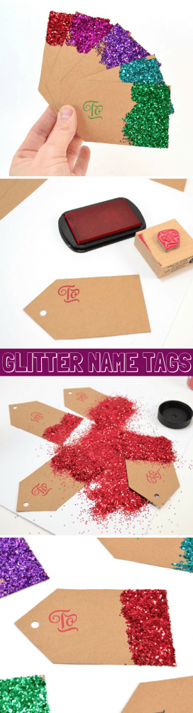 DIY Glitter Present Gift Name Tags