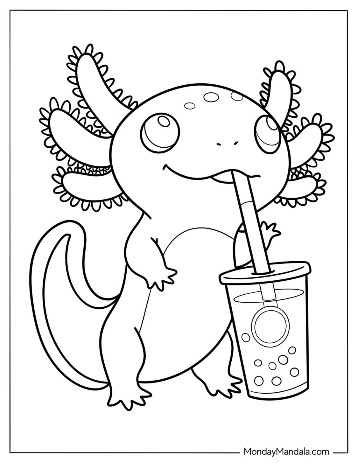 Axolotl boba coloring page