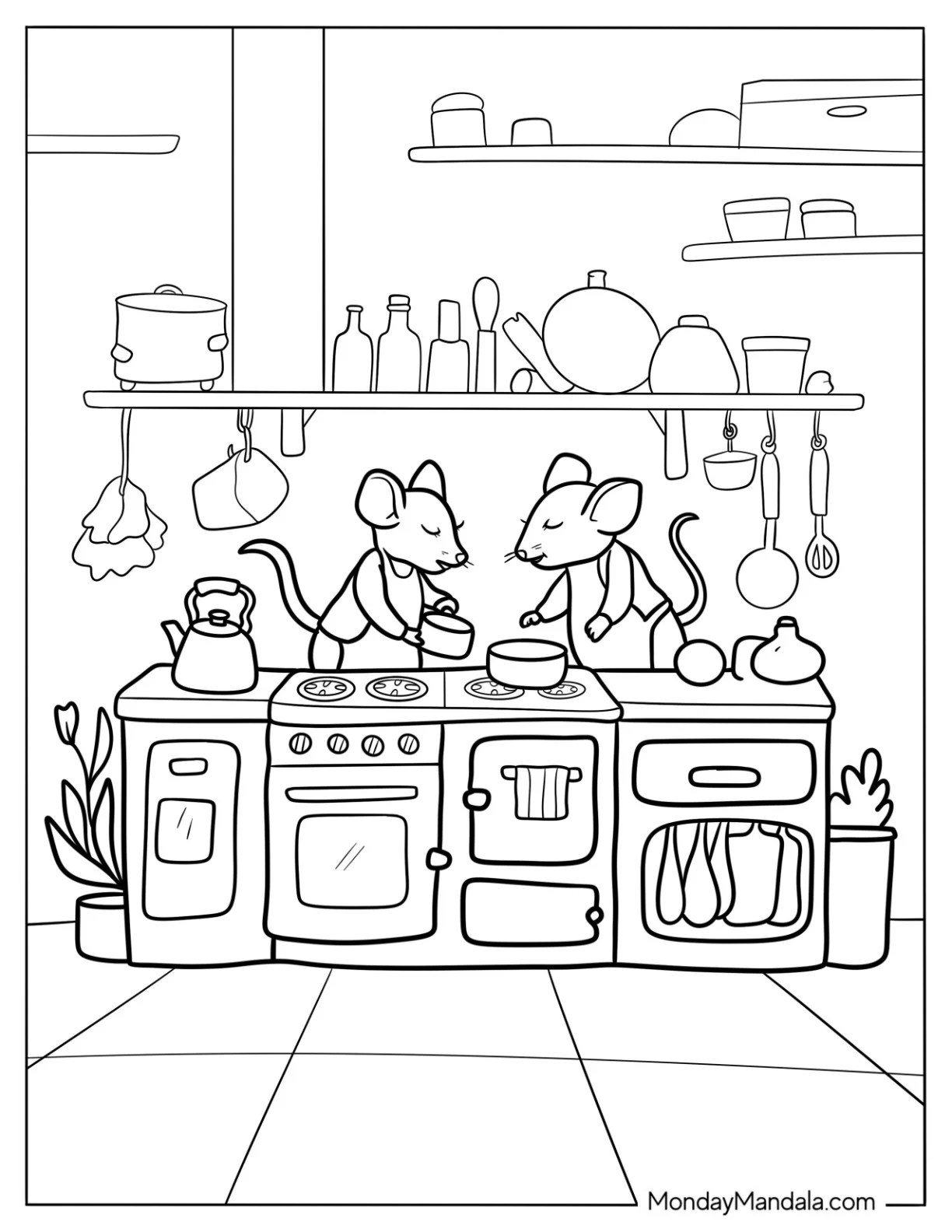 26 kitchen coloring pages (free pdf printables)
