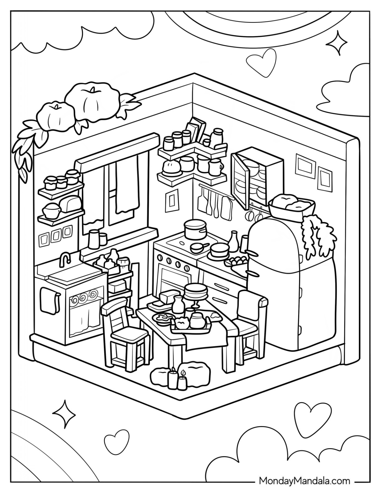 22 kitchen coloring pages (free pdf printables)