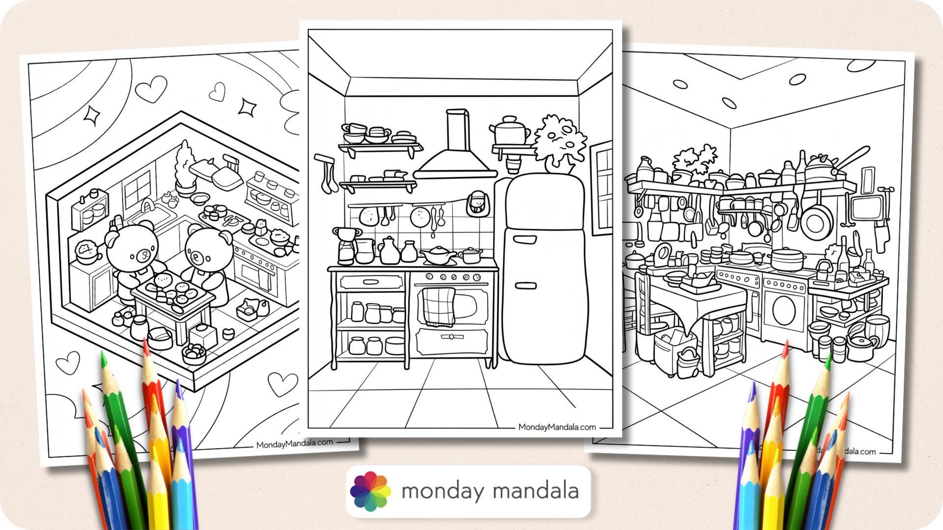 22 kitchen coloring pages (free pdf printables)