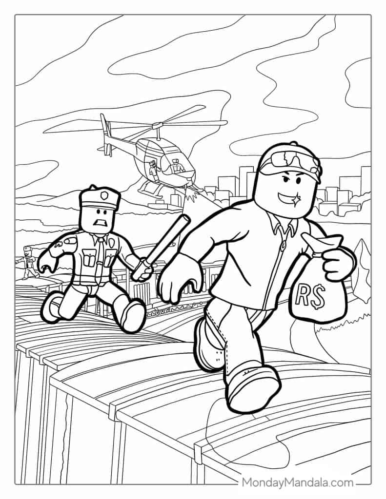 Coloring Page Roblox Roblox Coloring Pages For Kids 16 Printable Roblox Man Running From Police Coloring Page 791x1024 