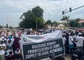 Protesters on the streets of Kaduna City, protesting against cartel sabotaging Dangote Refinery
