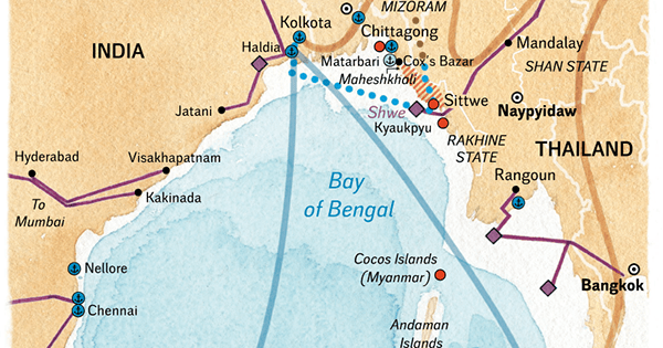 Vying For Trade Routes In The Bay Of Bengal By Agn S Stienne Le Monde Map 