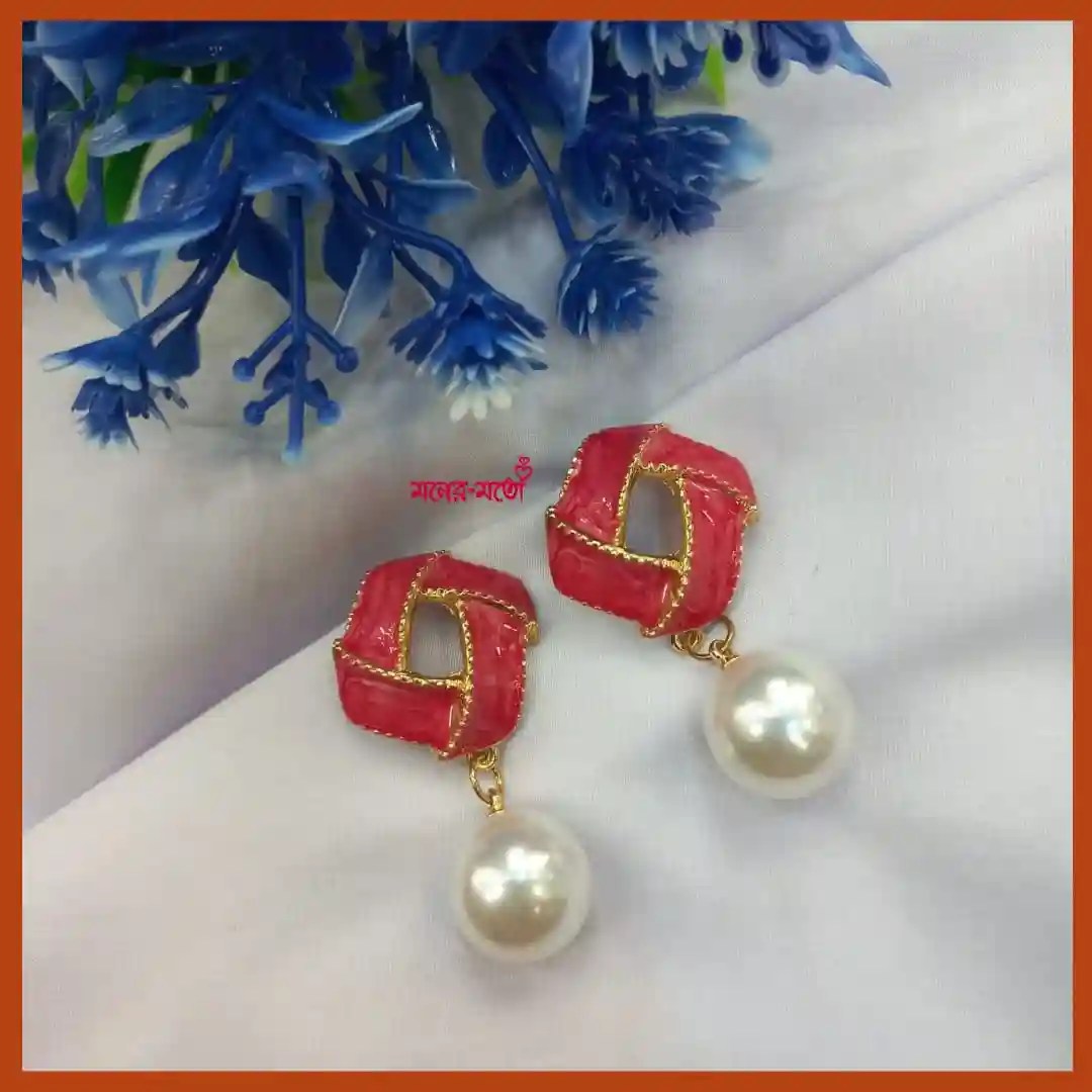 Pearl Charm Drop Earrings Off White