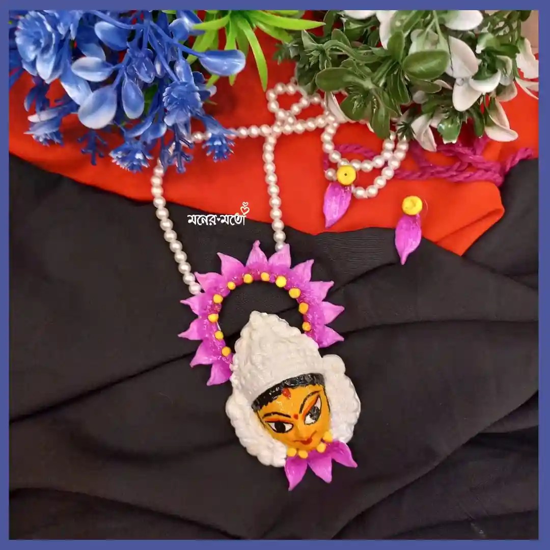 Clay Durga Lotus Necklace Set