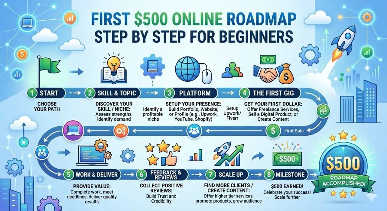 how to make your first $500 online step by step roadmap