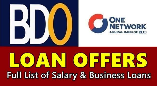 BDO RURAL BANK LOAN OFFERS Full List Of Salary & Business Loans