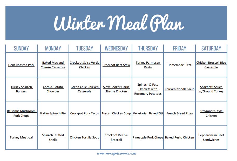 pix Frugal Healthy Meal Plan the ultimate winter meal plan
