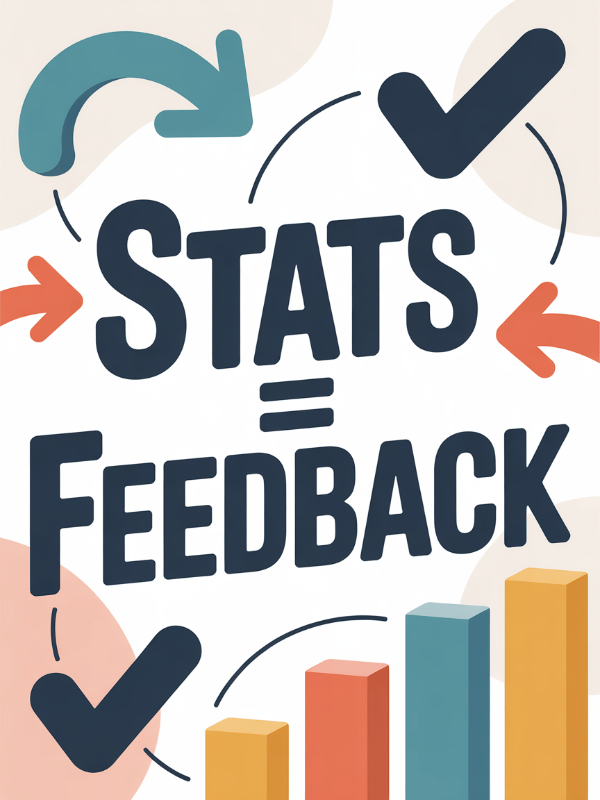 stats = feedback image for kid niche creators. checks and arrows