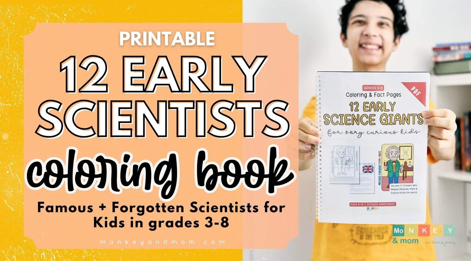 12 Early Scientists Coloring Pages | STEM Coloring Book for Kids Grades 3-8