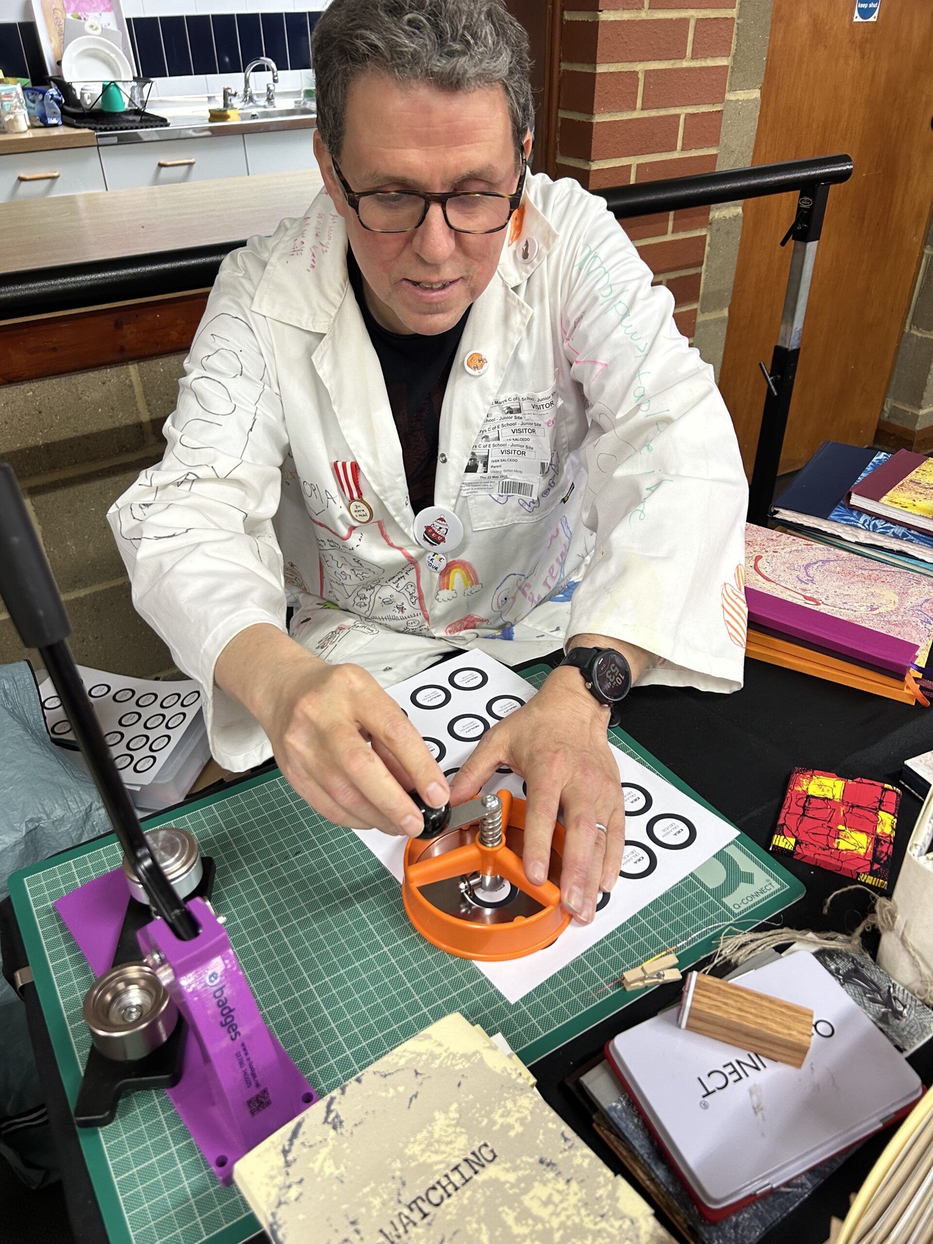 Photo of artist at work