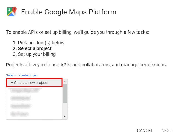 Api key für google maps erstellen