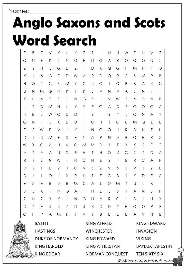 anglo saxons and scots word search