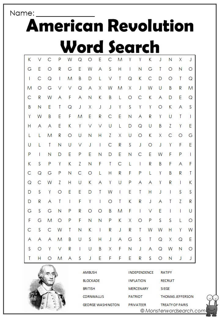 american revolution word search 1jpg monster word search