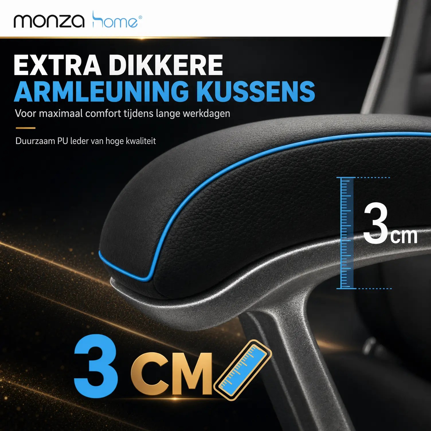 Monza Home Bureaustoel Ergonomische Bureaustoel Zwart - Tot 150kg draagvermogen - NEN-EN 1335 Gecertificeerd - Gamestoel - Manager stoel