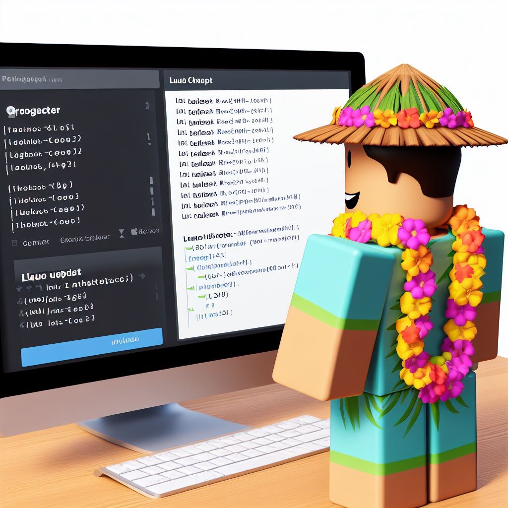 How To Use Type Checking In Roblox Scripting MonzterDev Roblox Character Looking At A Luau Programming Cheat Sheet On A Computer 