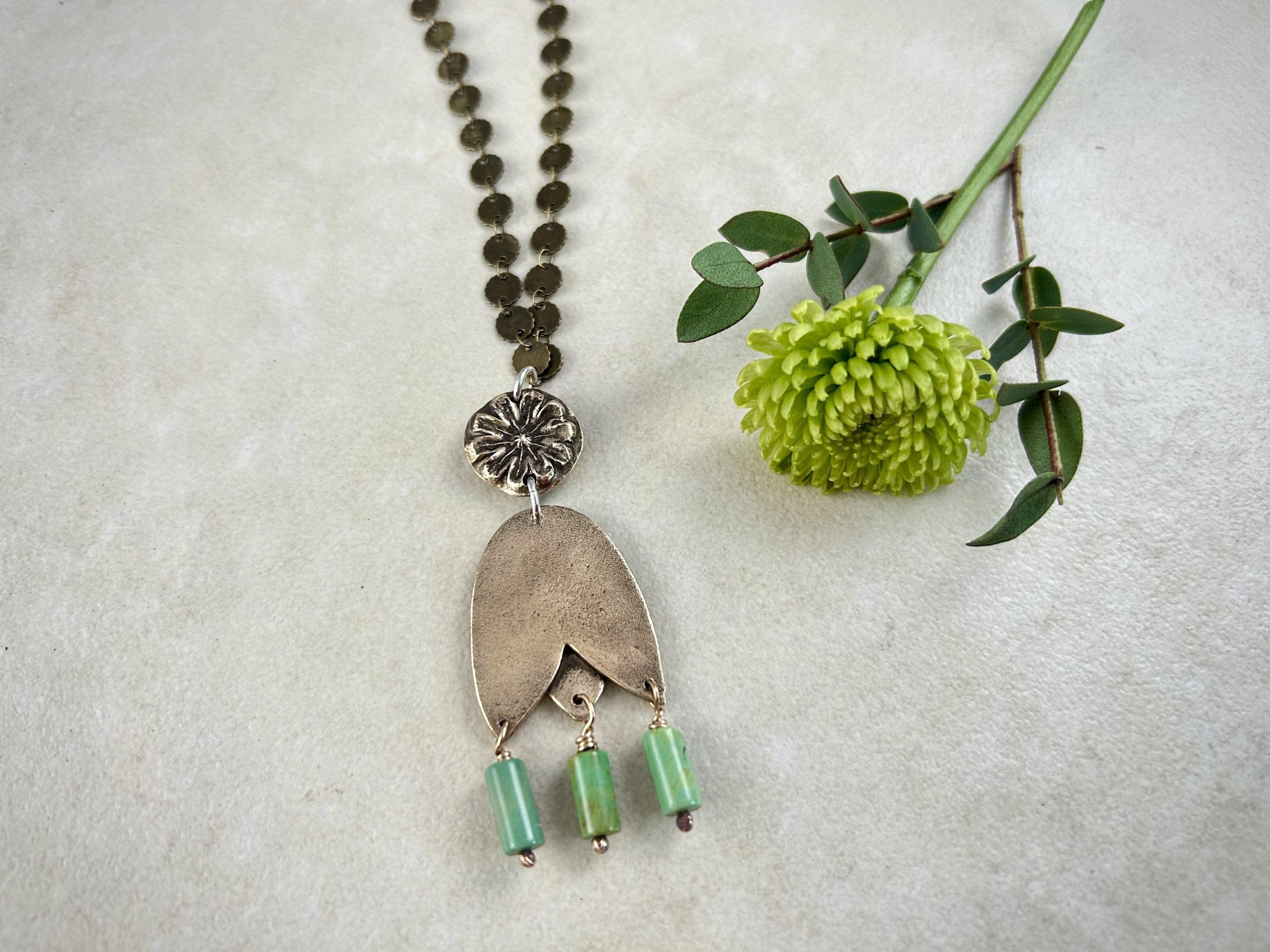 Green Turquoise Flower Necklace