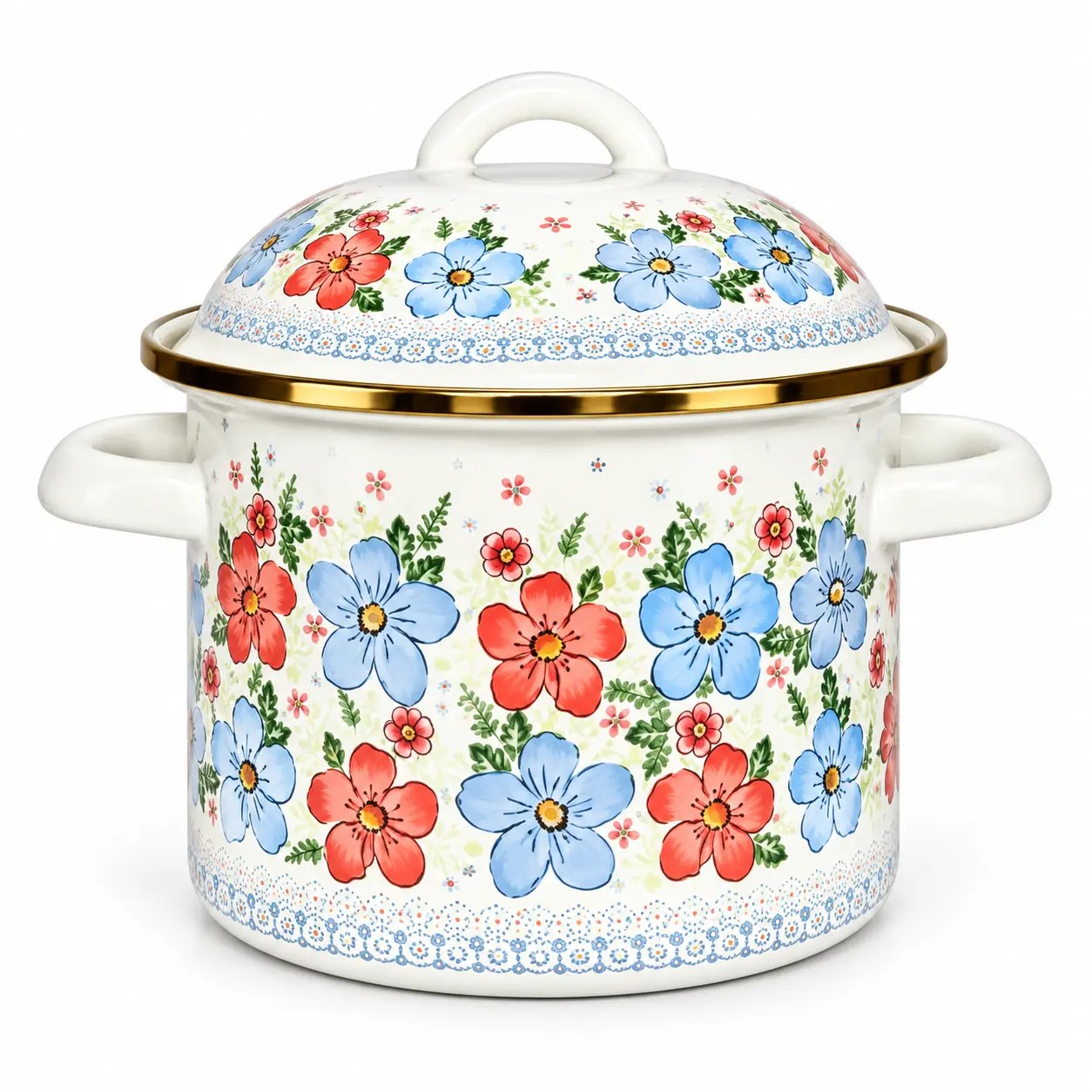 MOONLU Double-Eared Enamel Pot on a white background