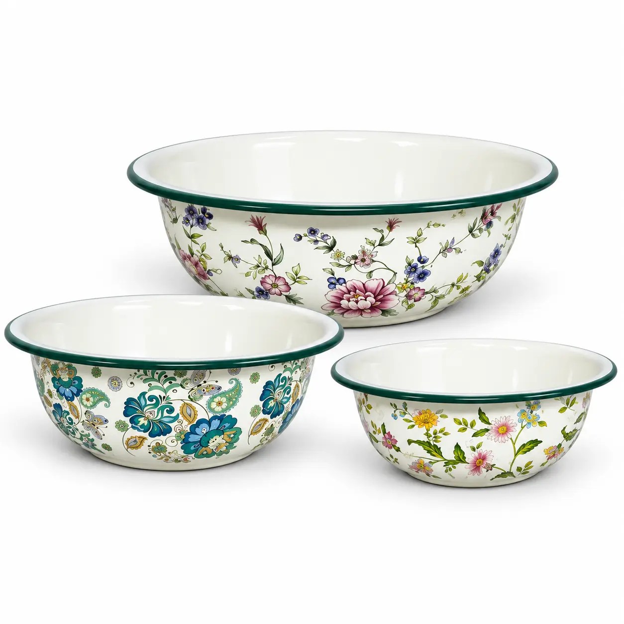 MOONLU Thick Flanged Enamel Basin Series on a white background
