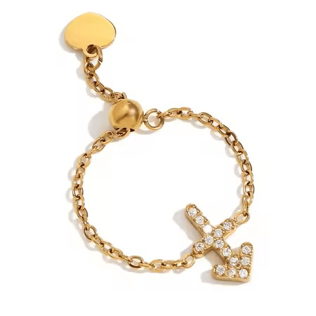 Gold Plated Stainless Steel Adjustable Zodiac Ring - Sagittarius