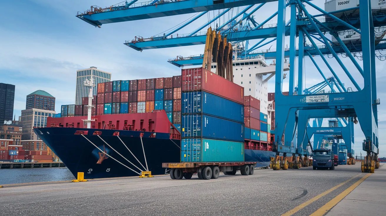 Image representing port logistics and container management.